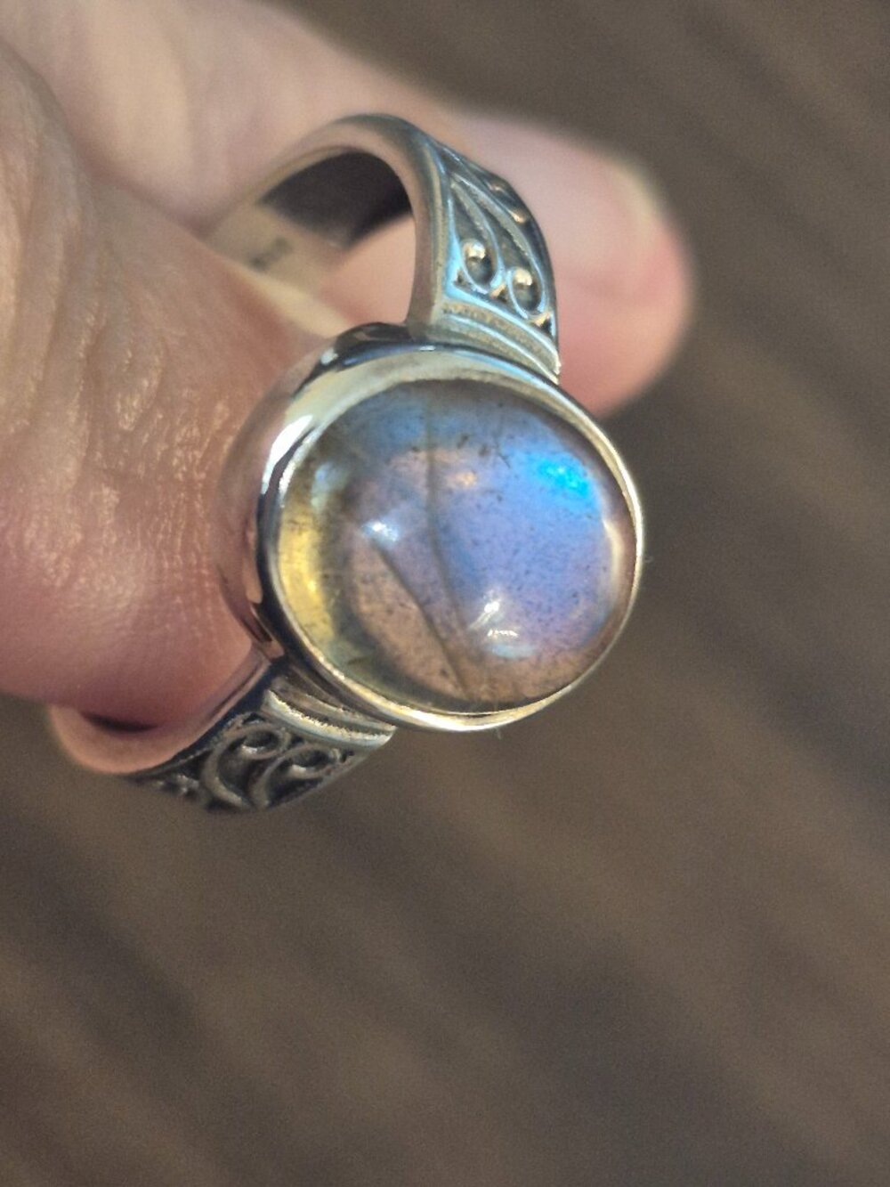 Vintage Sterling Silver Labradorite Bohemian Style Ring sz 9 Handcrafted India